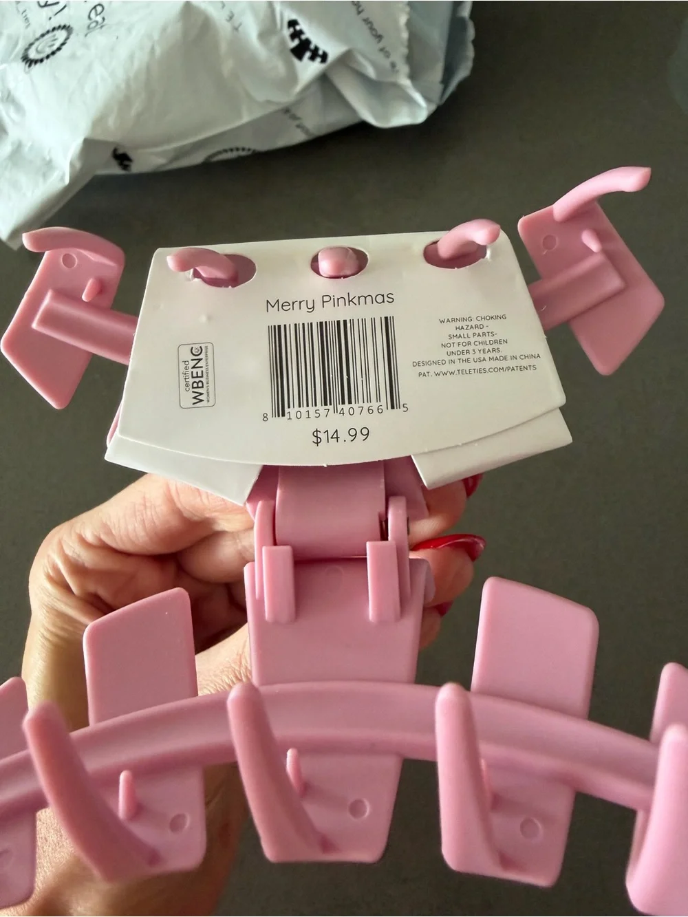 TELETIES Large Pink Claw Clip Matte Pink Aesthetic Hair Clip Strong Hold Chic